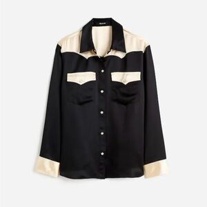 NWT Sz XL Alexa Chung for Madewell Satin Western Shirt